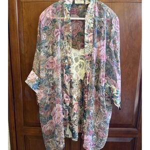 Vintage 90s Gold Label Victoria's Secret 3pc Sheer Floral Lace Lingerie Set SP